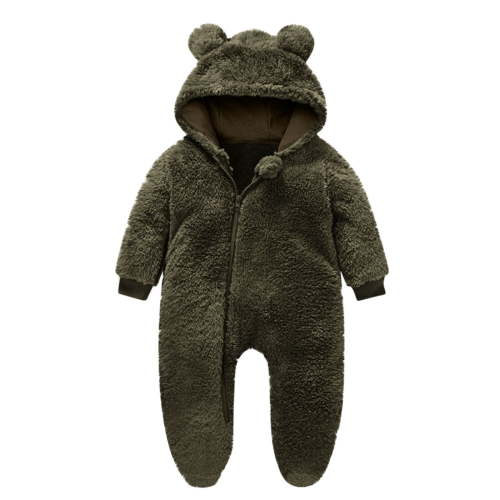ZyeKqe Winter Baby Clothes Keep Warm Fleece Thick Onesie Cute Ear Hooded Jumpsuits Newborn Boys Girls Romper Kids Coats Jackets