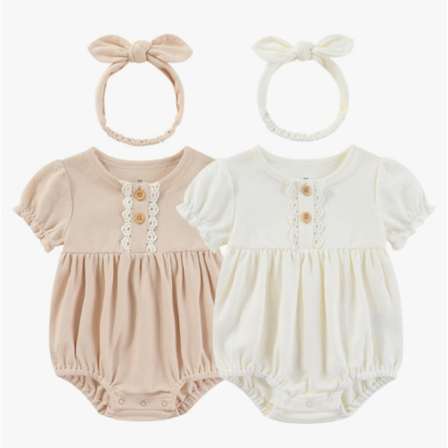 Baby Girl Clothes Cotton Bubble Romper Floral Bodysuits Infant Outfit Set