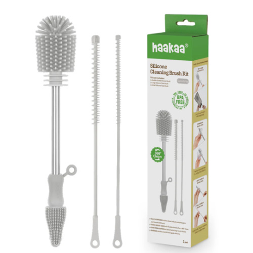 haakaa Silicone Cleaning Brush Kit - SUVA Grey