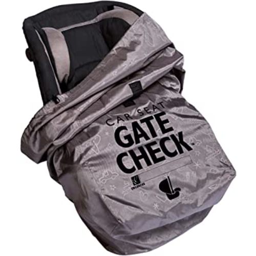 J.L. Childress Gate Check Bag for Car Seats - Travel Bag for Airplane, Fits All Baby & Infant Car Seats, Airport Accessories for Gate Check, Flying Essentials, Padded Backpack Straps - Deluxe, Grey