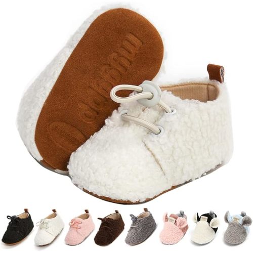 Ohwawadi Infant Baby Boys Girls Slippers Cozy Fleece Booties Soft Bottom Warm Cartoon Socks Newborn Crib Shoes