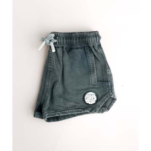 Black Acid Wash Cotton Lounge Shorts