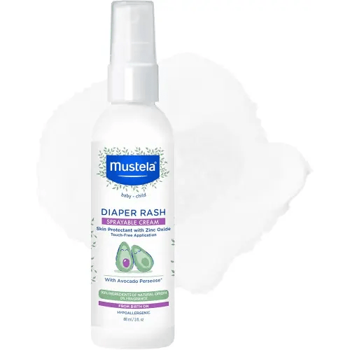 Mustela Baby Diaper Rash Cream Spray – Touch-Free protectant with Zinc Oxide & Natural Avocado - Treats, Soothes and Prevents Diaper Rash- Fragrance-Free - 3 fl. oz