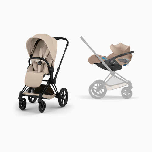 Cybex PRIAM Stroller + CLOUD T Infant Car Seat Travel System - Cozy Beige