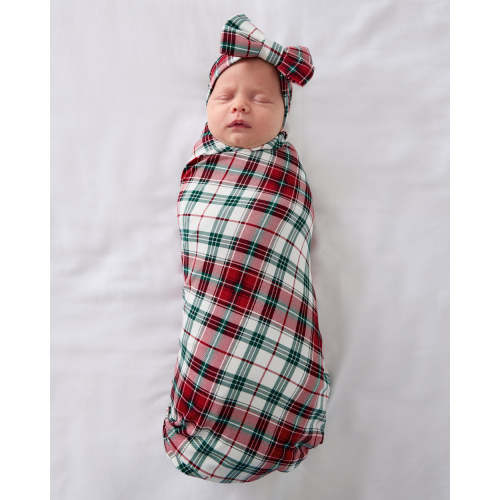 Holly Plaid Swaddle & Luxe Bow Headband Set | Little Sleepies