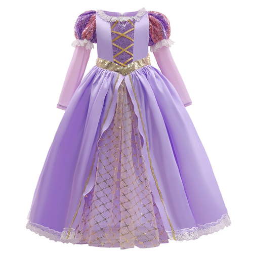 HAWEE Princess Costume for Girls Halloween Fancy Party Cosplay Dress Up Purple Princess Dress 2-10Y