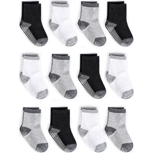 ZAPLES Baby Non Slip Grip Crew Socks with Anti Skid Soles for Infants Toddlers Kids Boys Girls