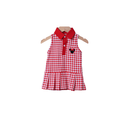 Embroidered Red Gingham Mouse Tennis/Park Dress