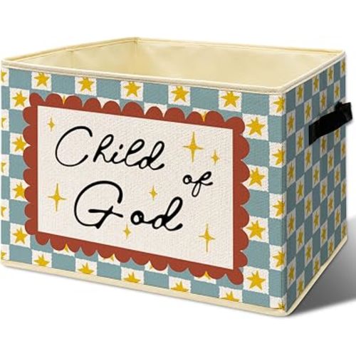 Christian Positive Cheerful Storage Bins Box Foldable Basket for Organizing