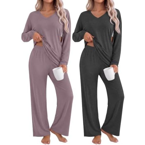 Locoowai 2 Pack Maternity Nursing Lounge Sets 2 Piece Outfits