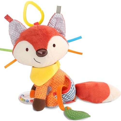 Skip Hop Bandana Buddies Baby Activity and Teething Toy with Multi-Sensory Rattle and Textures, Fox