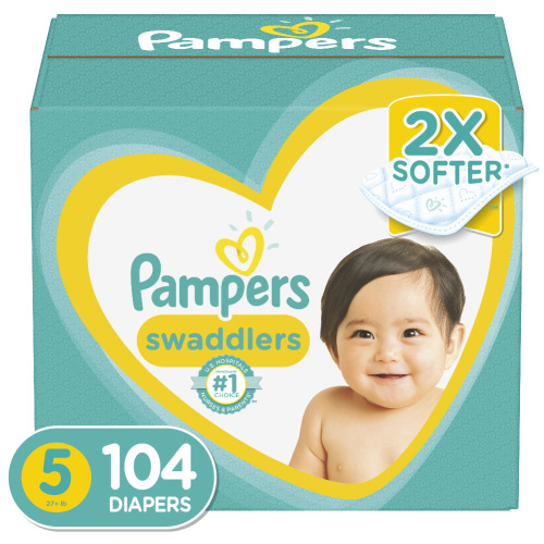 Pampers Swaddlers Diapers, Soft and Absorbent, Size 5, 104 ct