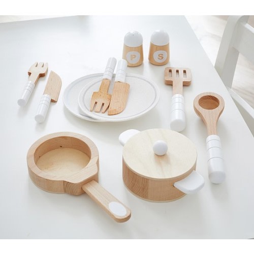 Wooden Cooking & Eating Set | Pottery Barn Kids