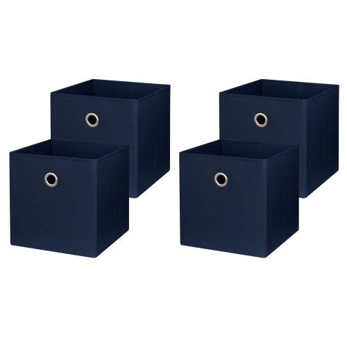 Mainstays Collapsible Fabric Cube Storage Bins (10.5" x 10.5"), Blue Cove, 4 Pack