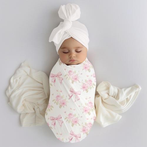 Pink Bow Blanket, Baby Shower Gift, Pink Bow Nursery, Coquette Aesthetic, Valentines Day baby, Newborn swaddle blanket, Baby girl blanket