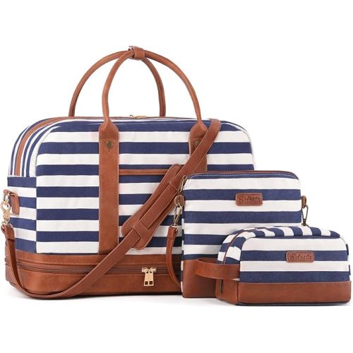 Weekender Bag for Women Canvas Overnight Bag Large Travel Tote Bag Carry on Shoulder Duffle Bag With Shoe Compartment,Perfect for Travel/Daily Use/Birthday Gift …