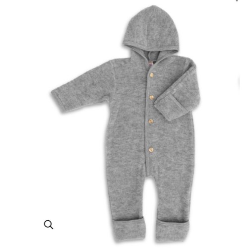 Hooded wool fleece overall in grey