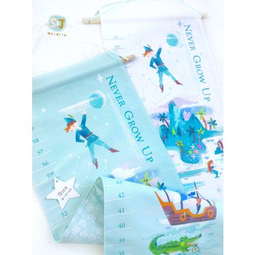 Exclusive Neverland Peter Pan Growth chart ruler, Mermaid lagoon, pirate ship, Peter Pan Neverland nursery theme, Captain Hook, unisex