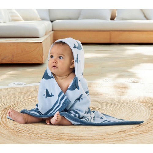 Whale Reversible Baby Beach Hooded Towel UPF 50+