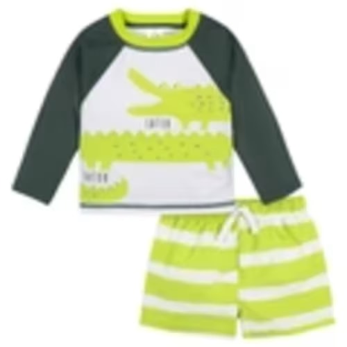 2-Piece Baby & Toddler Boys UPF 50+ Later Gator Rash Guard & Swim Trun – Gerber Childrenswear