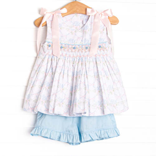 Bleu: Callaway Smocked Ruffle Short Set, Blue – Stitchy Fish