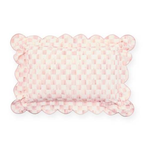 MacKenzie-Childs | Rosy Check Reversible Scalloped Lumbar Throw Pillow