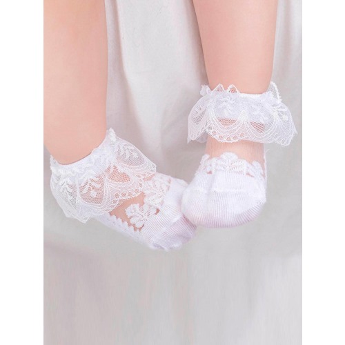 1pair Kids Lace Decor Breathable Fabric Socks | SHEIN USA