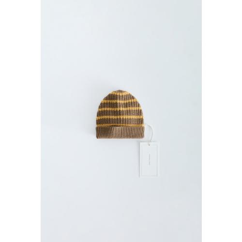 ZARA TIMELESS - COTTON AND WOOL STRIPED BEANIE - Ocher | ZARA United States