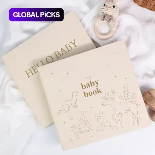 Baby Memory Book, Hello Baby Linen Cover Spiral-Bound Baby Notebook with 4 Special Paper Pockets and 12 Monthly Milestone Stickers, Pregnancy Memory Notebook #GLOBAL PICKS - TikTok Shop