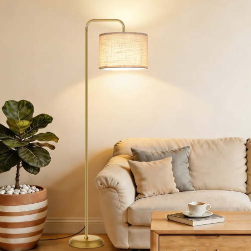 VOLIVO Floor Lamp, Gold Modern Floor Lamp with Foot Switch, 12W 850 Lumens Bulb Included, 3 Color Temperatures, Anti-Tip Metal Base, for Living Room, Bedroom, Office