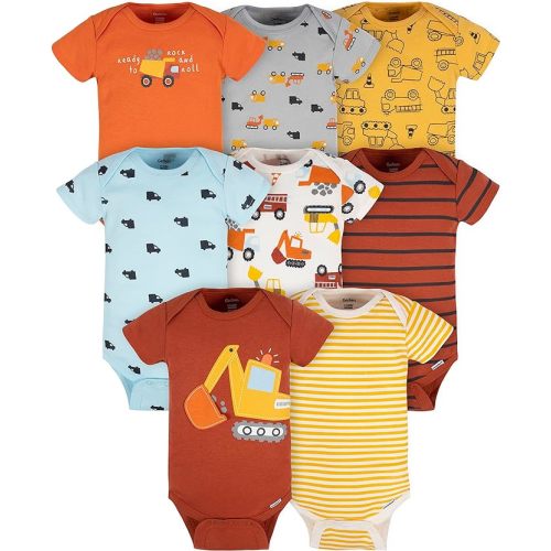 Gerber Baby Boys 8-Pack Short Sleeve Onesies Bodysuits (Newborn)