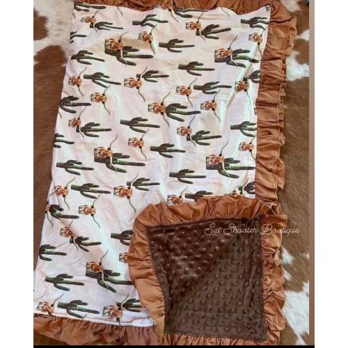 Cactus highlander baby ruffle blanket