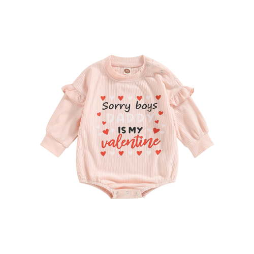 Bagilaanoe Newborn Baby Girl Valentine's Day Rompers Letter Heart Print Long Sleeve Bodysuits 3M 6M 12M 18M Infant Casual One Piece Short Jumpsuit