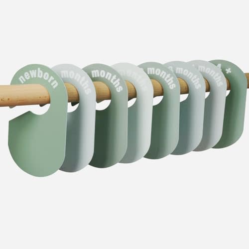 lethooly 8 Pack Baby Closet Dividers Pure Green Nursery Organizer for Baby Clothes 0-24 Months, Closet Size Markers, Baby Clothing Organizer for Nursery (green)