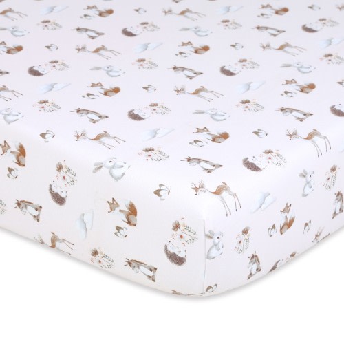 Peanut Shell Cot Fitted Sheet Forest Dreams