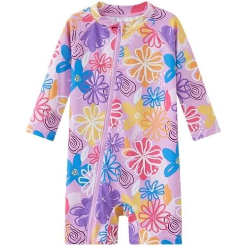 UMELOK Baby Girls' One Piece Swimsuit Full Zip UPF 50+ Sun Protection Swimwear Rash Guard Swim Suit