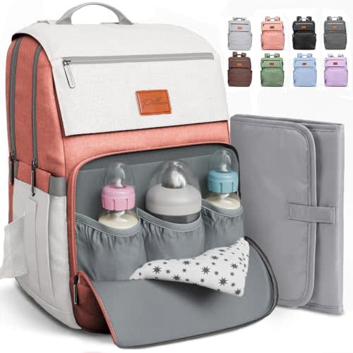 PILLANI Baby Diaper Bag Backpack - Toddler Backpack - Baby Bag for Girls & Boys, Large Waterproof Diaper Backpack - Diaper Bags with Changing Pad, Best Baby Shower Gifts - Stylish Pink Cute Diaper Bag
