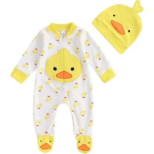 Ledy Champswiin Newborn Coming Home Outfit and Hat Baby Boy Girl Footie Romper Jumpsuit Cute Infant Clothes Set