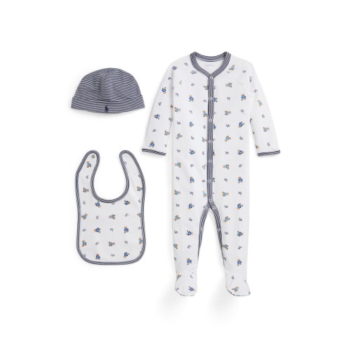 Cotton Interlock Footie, Bib & Hat Set
