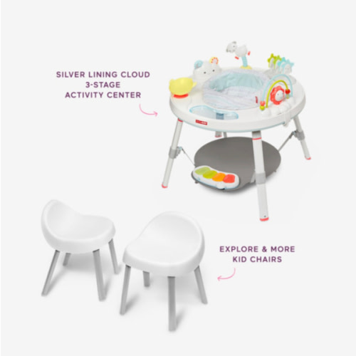 Skip Hop 3-Stage Activity Center and Kid Chairs Bundle - Silver Lining Cloud