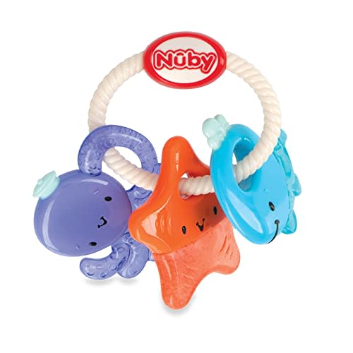 Nuby IcyBite Sea Teether for Teething Relief - 3+ Months - Baby Teething Toy - Sea Teether Keys