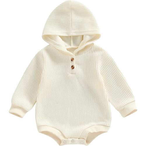 Thorn Tree Newborn Baby Boys Hooded Sweatshirt Long Sleeve Solid Romper Infant Baby Fall Winter Spring Outfits