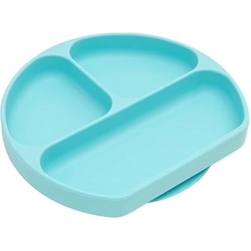Bumkins Silicone Grip Dish, Suction Plate, Divided Plate, Baby Toddler Plate, BPA Free, Microwave Dishwasher Safe , Blue-GD, 1 Count