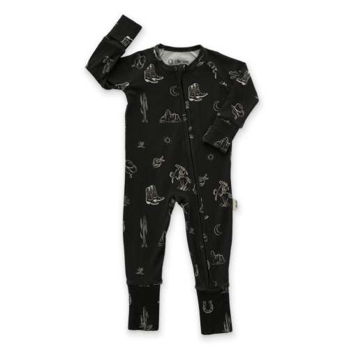 Western Baby Zipper Romper Pajama in Stretchy Bamboo – Soft, Cozy Fit, Infant Apparel Sleepers by Ellie Sue