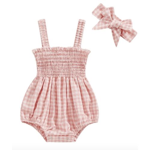 Pastel Gingham Onesie and Bow