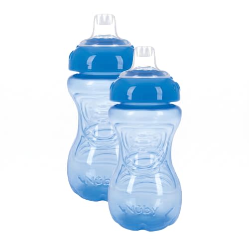 Nuby No-Spill Easy Grip Cup, 10 oz, Blue (Pack of 2)