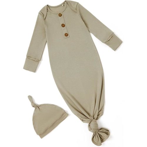 PATPAT Tencel & Wool Blend Baby Sleeper Gown for Newborn Boy Girl Infant, Knotted Sleep Sack as Premium Gift for Baby