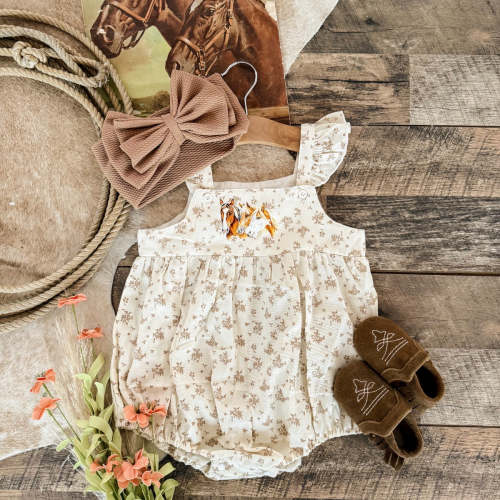 Three Is A Charm Brown Floral Romper – theFRINGEDpineapple