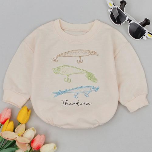 Custom Name Baby Romper: Boys Fishing Season Clothes