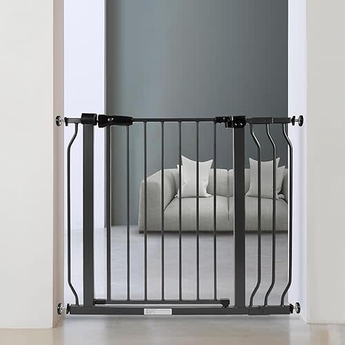 BalanceFrom Easy Walk-Thru Baby and Pet Safety Gate with Hold-Open and Auto-Close – Adjustable Steel Barrier for Stairs, Doorways, and Hallways, No Drilling Installation